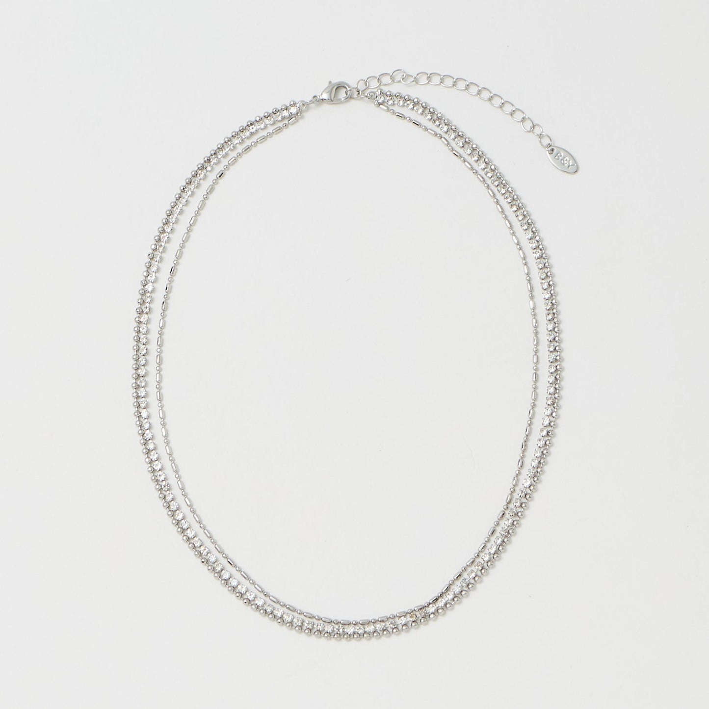 ガラス×チェーン 3連 ネックレス