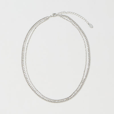 ガラス×チェーン 3連 ネックレス