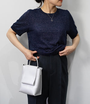 ラメニットハーフスリーブトップス