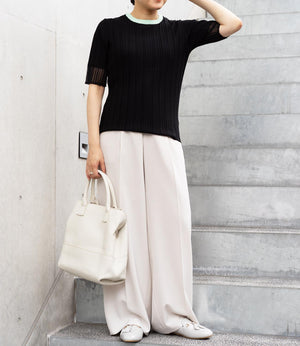 バイカラーシアースリーブスリムニット