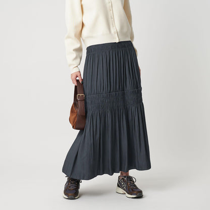 【WEB限定】シャーリング キリカエ フレアスカート