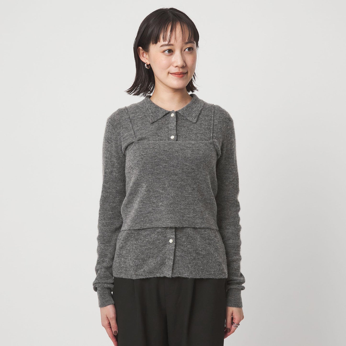 ポロニット カーディガン × ビスチェ ニット セット