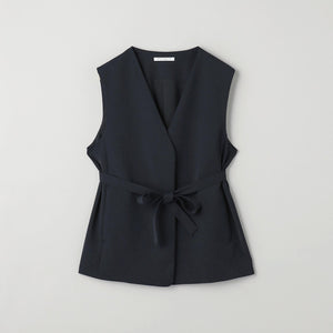 【WEB限定 Wardrobe DAILY MINIMAL】ダブルクロス リボンベルトジレ -ウォッシャブル-