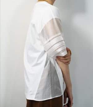 はしごレースシルケットカットソー