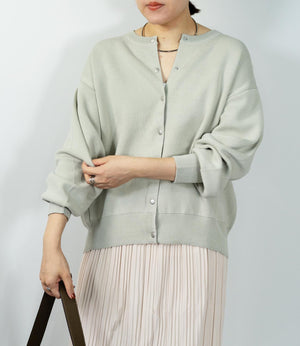 ドットボタンニットカーディガンブルゾン