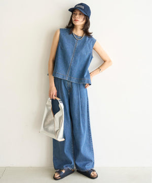 UNFILO DENIM LIGHT タックワイドパンツ