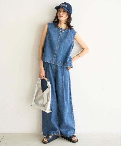 UNFILO DENIM LIGHT タックワイドパンツ