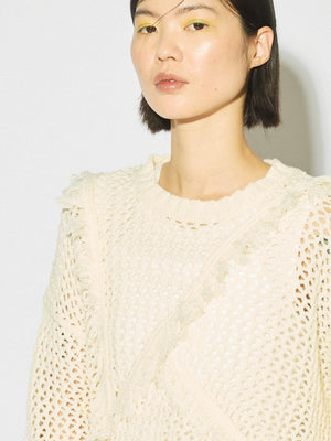 MIDIUMISOLID for Ladies フリンジメッシュプルオーバー