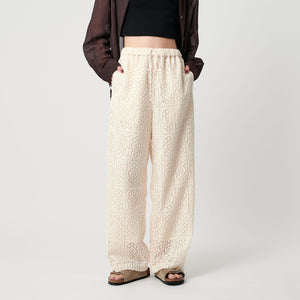 ポリエステル レースイージーパンツ