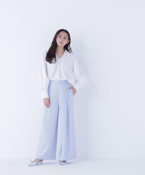 スキッパーリボンタイブラウス