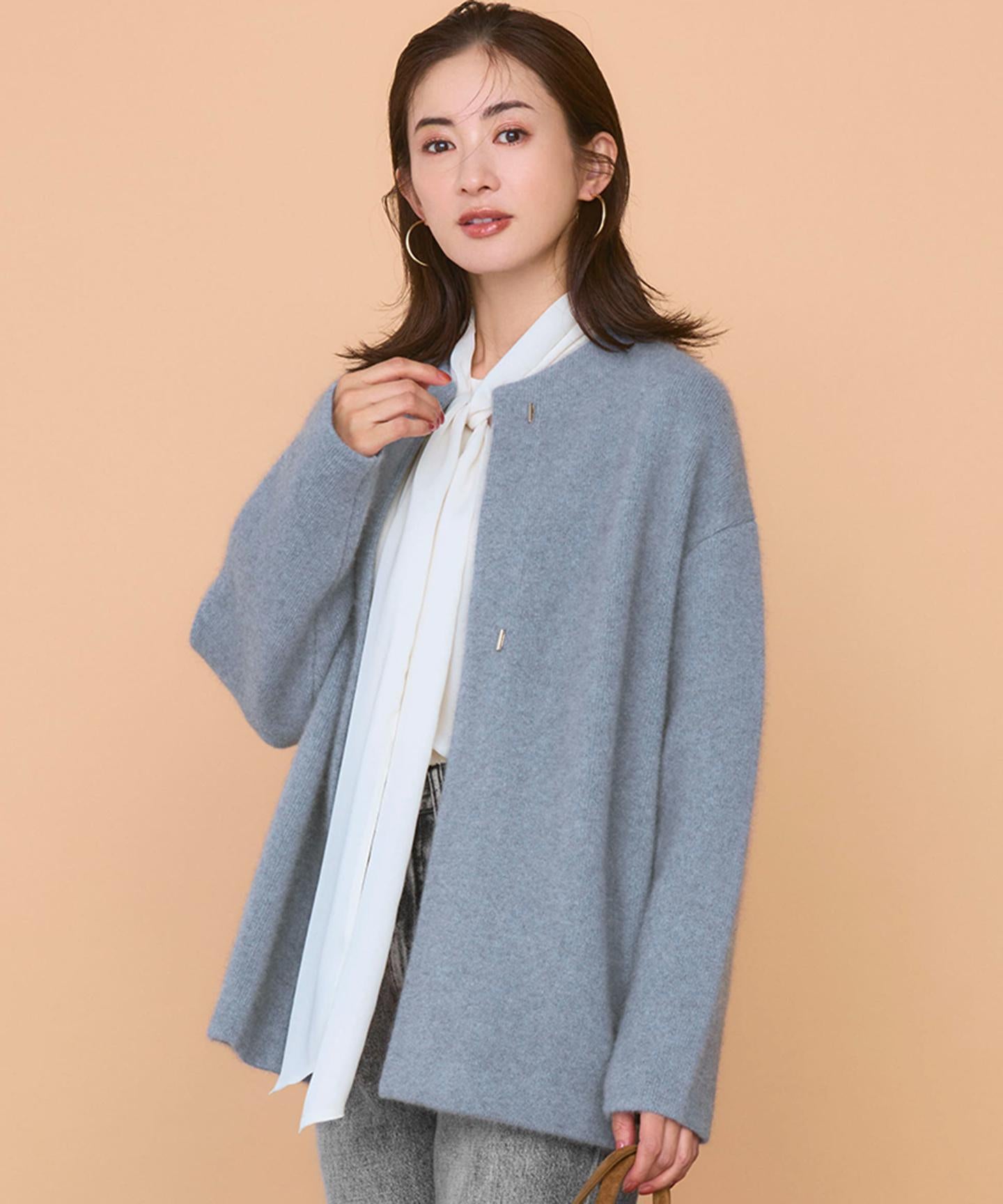 ラクーンブレンドダブルフェイス ニット アウター