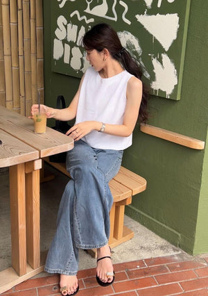 ボートネッククロップタンクニット