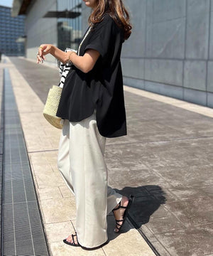 バックジップジョーゼットTブラウス