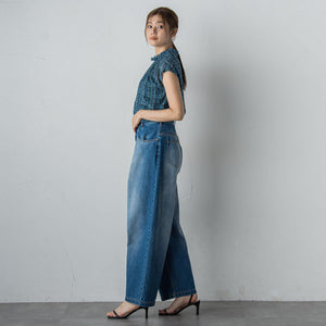 【WEB限定】カットジャガードチェックプリントブラウス