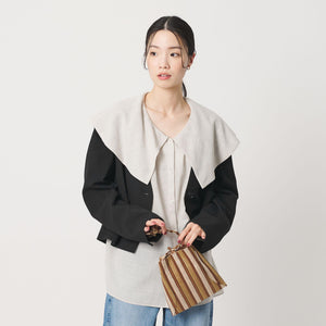 ポリエステルブレンド カラーレス ショートジャケット