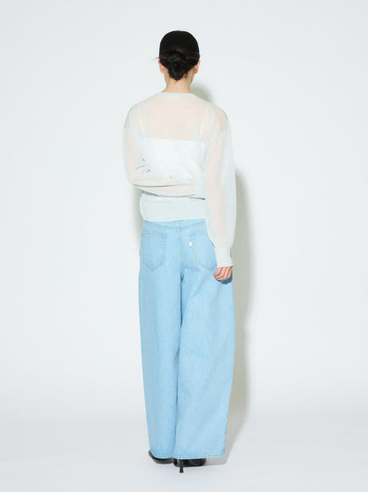 MIDIUMISOLID for Ladies シアーVネックショートカーディガン