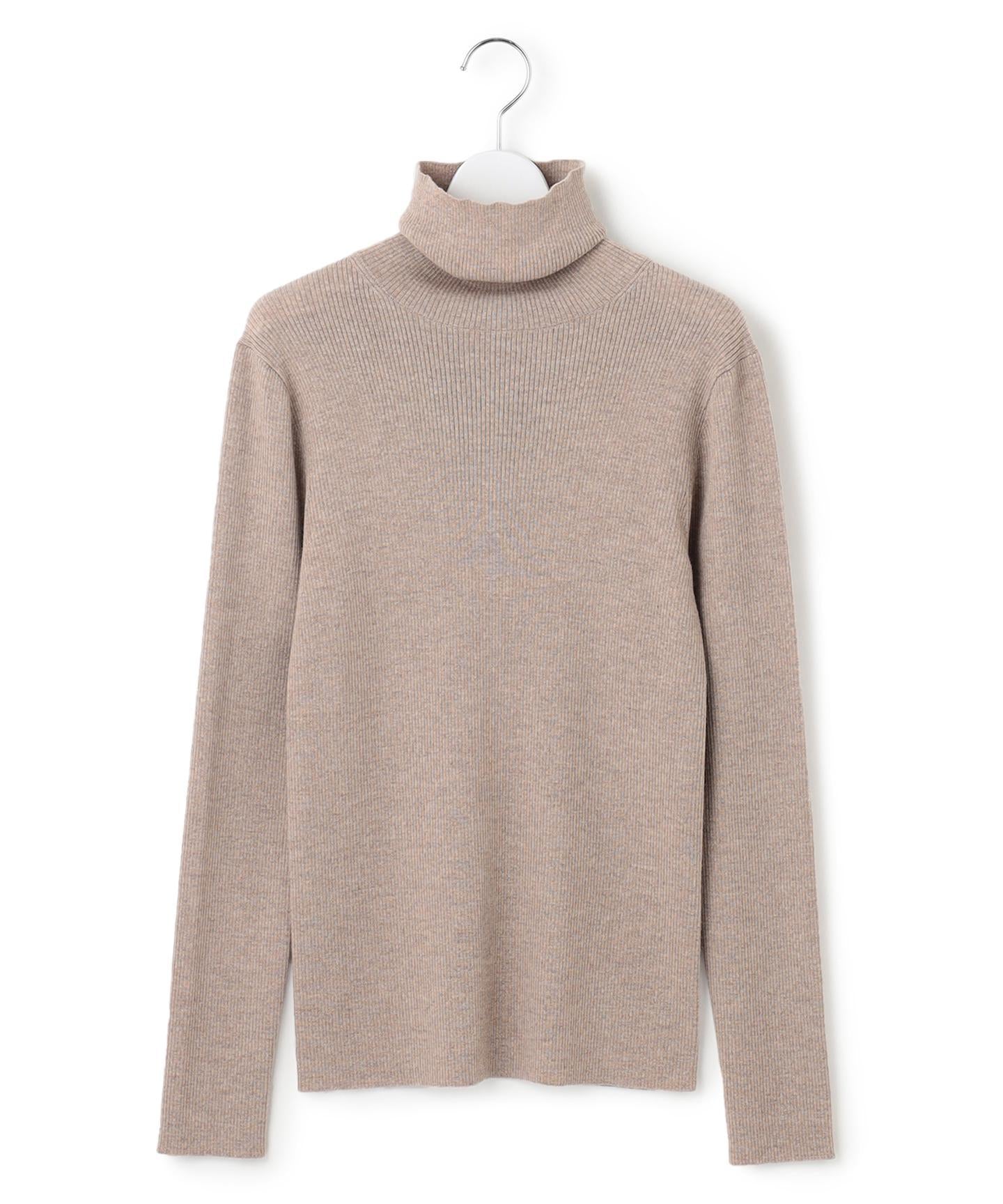 ウーステッドウール リブタートルネック ニット