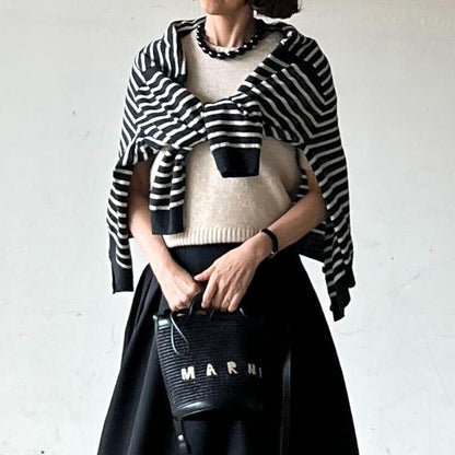 ゆったりボーダーニットカーディガン