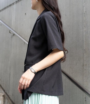 リネンライクハーフスリーブテーラードジャケット