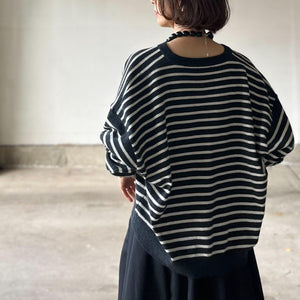 ゆったりボーダーニットカーディガン