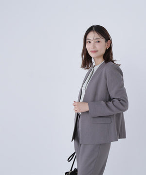 ウーステッドライクツイル SETUP ノーカラージャケット