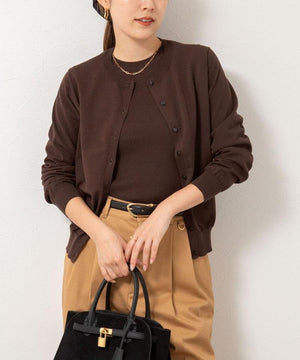 天竺クルーネックカーデ