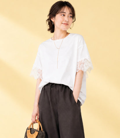 ANAYI 2026】 コードレースカットソー 半袖 36 白 美品 現行品 ANAYI