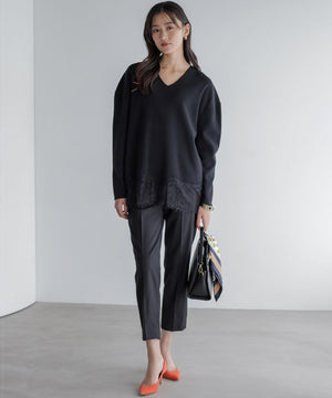 レースモチーフニットプルオーバー