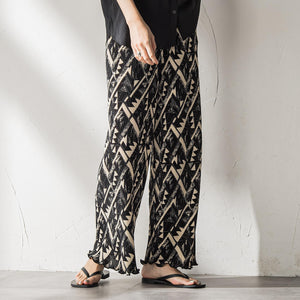 【WEB限定】オリエンタル柄クリスタルプリーツパンツ≪手洗い可能≫