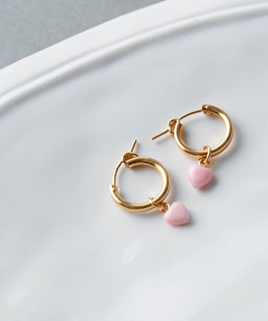 ハートストーンピアス