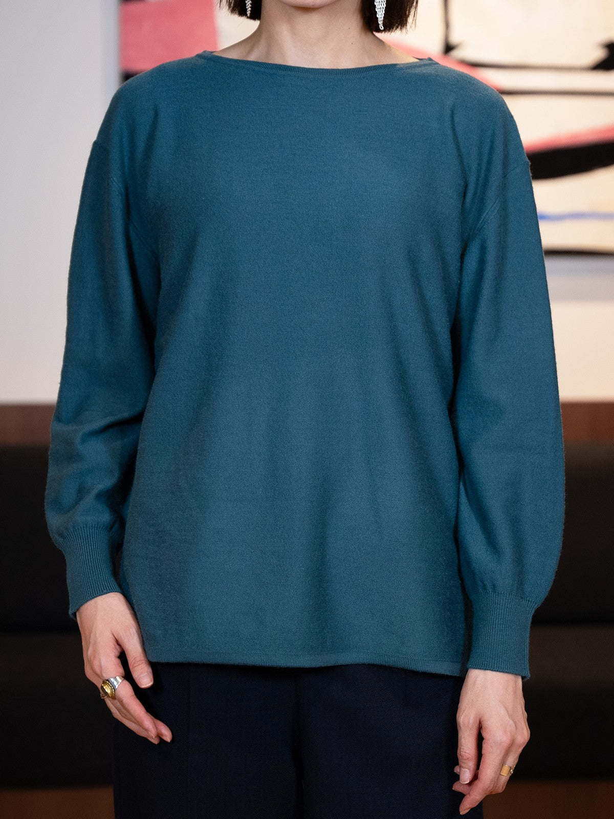 ボートカラーボリュームスリーブニット