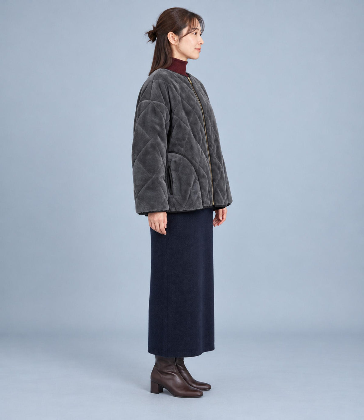リバーシブルファーキルティングアウター