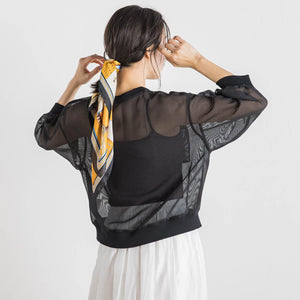 変わり織メッシュカーディガン≪手洗い可能≫