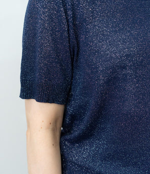 ラメニットハーフスリーブトップス