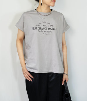 【接触冷感】レタリングフレンチスリーブTシャツ
