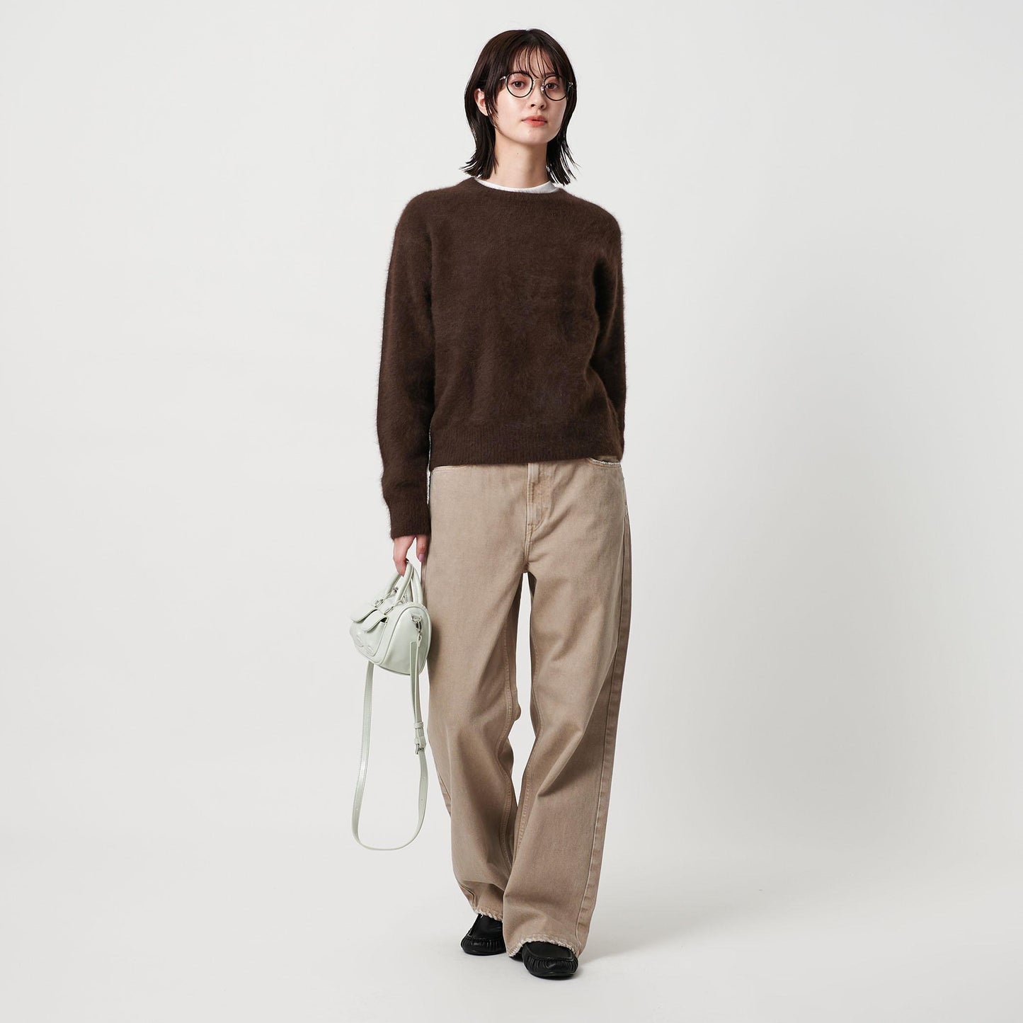 フォックスカシミヤブレンド クルーネックニットプルオーバー