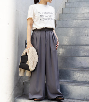 サイドベルトタックワイドスラックス