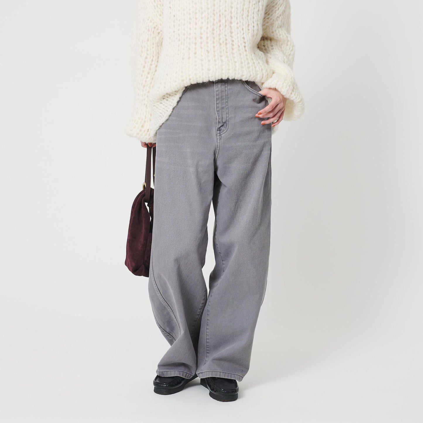 コットンデニム カーブパンツ