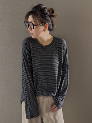 リネンボーダールーズロンT