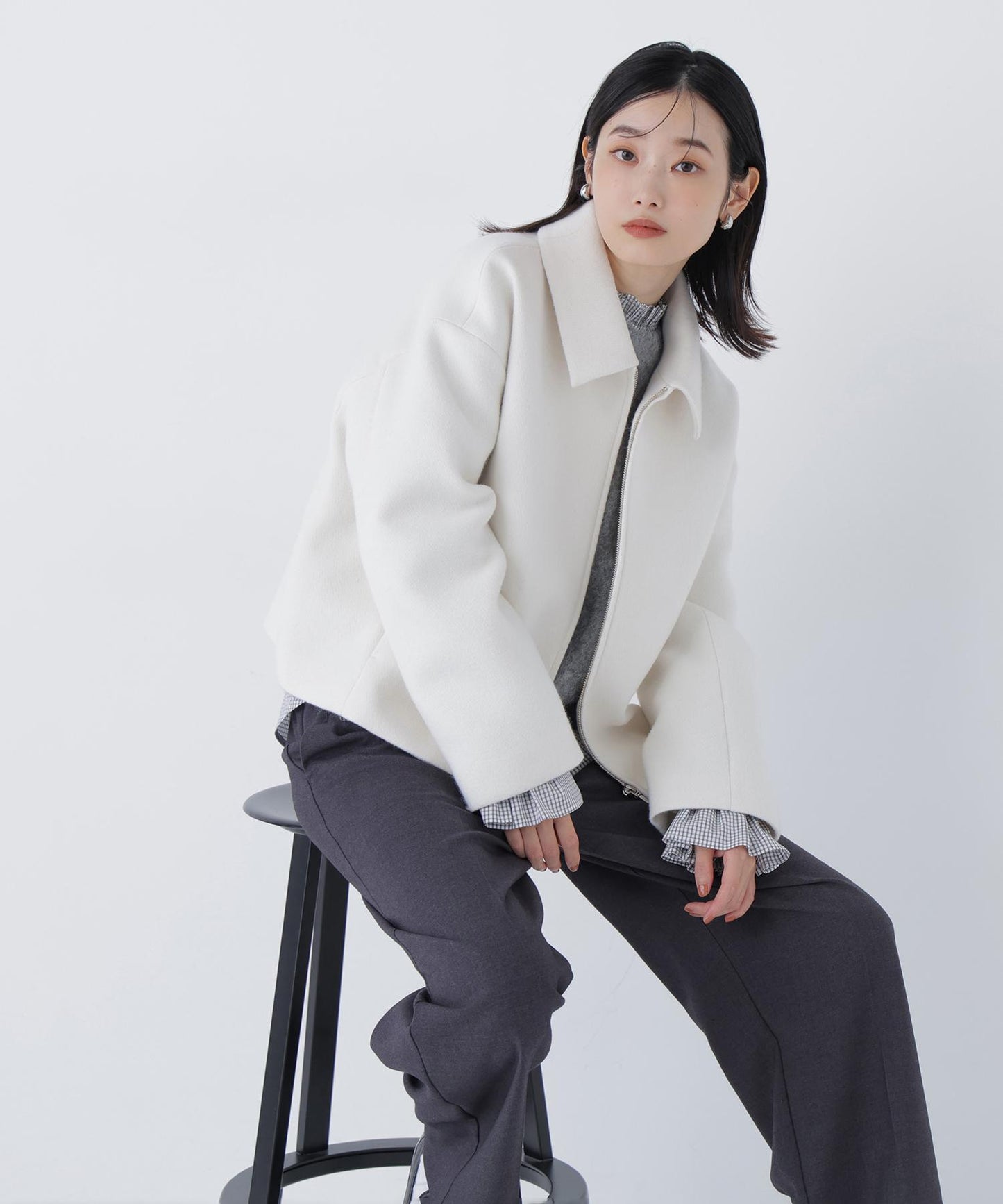 ＜朝比奈 彩さんコラボ＞ステンカラージップブルゾン