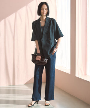 撥水 ワイドストレートデニム