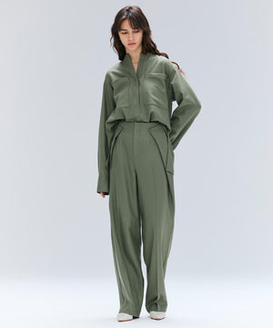 TERNES / 変形タックウールワイドパンツ