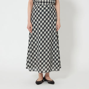 メッシュ ナロー フレア チェック スカート