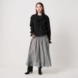 シャンブレー オーガンザ ポケット スカート