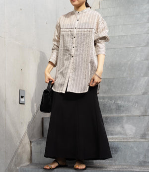 シアーストライプパイピングシャツ