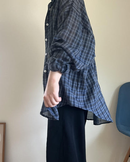 リネンシアーチェックシャツ