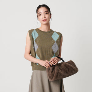 ウール アーガイル&ソリッドベスト