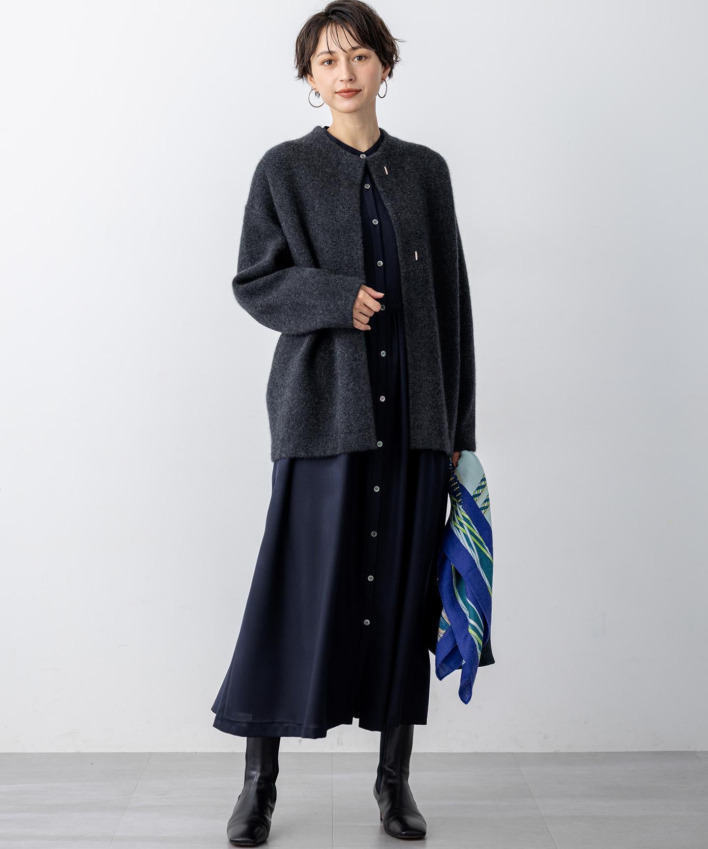 ラクーンブレンドダブルフェイス ニット アウター