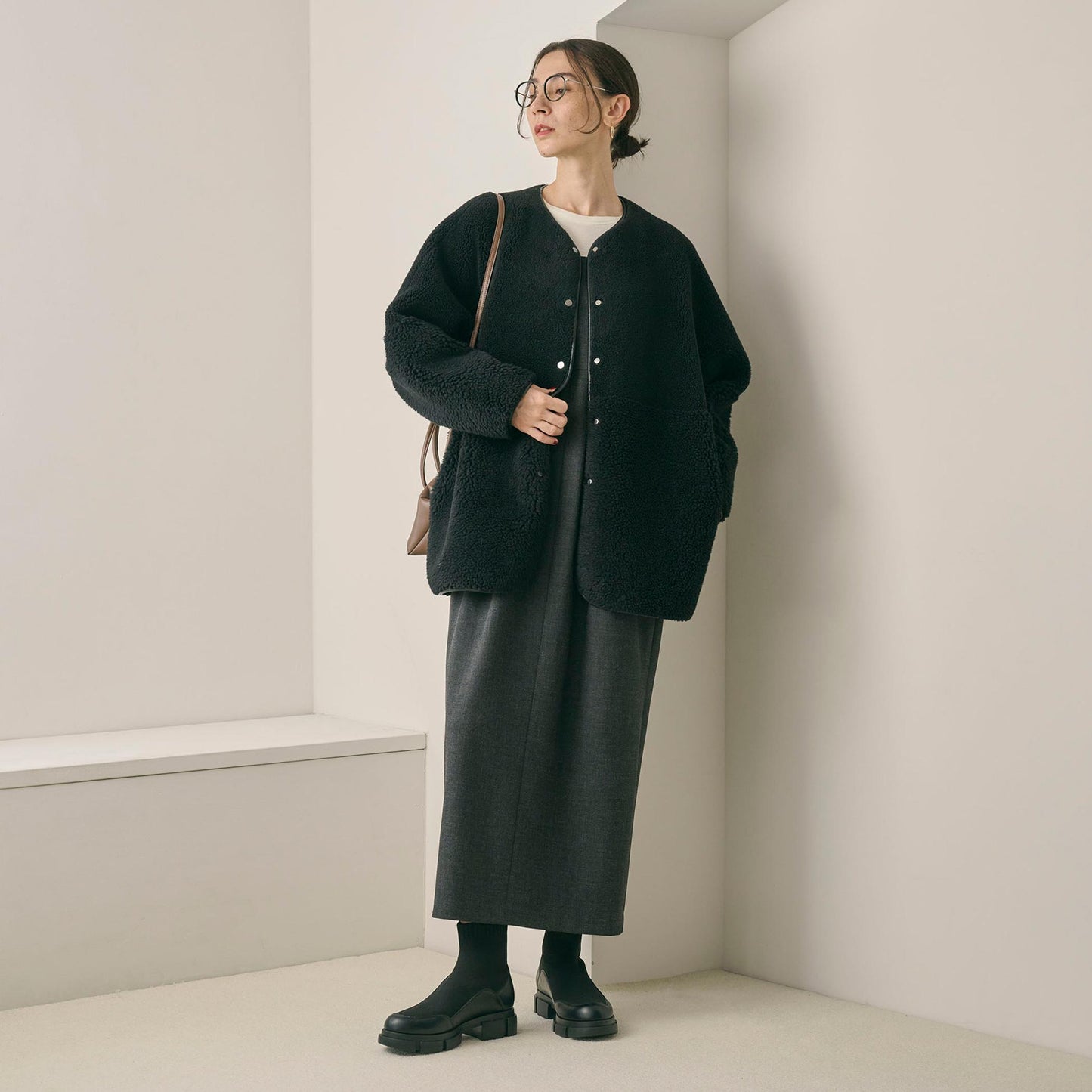 ニット レザーライク ブーツ 撥水/晴雨兼用