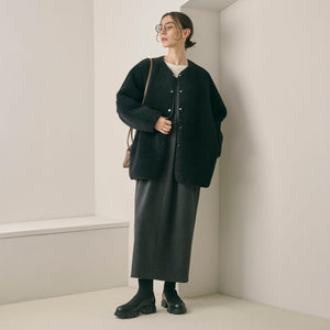 ニット レザーライク ブーツ 撥水/晴雨兼用